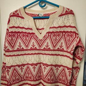 Sundance Pink & White V Neck Sweater - EUC - Small